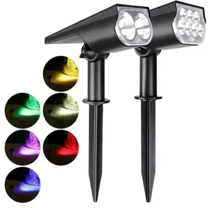 7-LED Solar Garden Spot Light - 3 Modes (White/Warm/RGB), Waterproof Outdoor Landscape Ground Stake Light, Solar-Powered for Home Improvement Outdoor Spaces