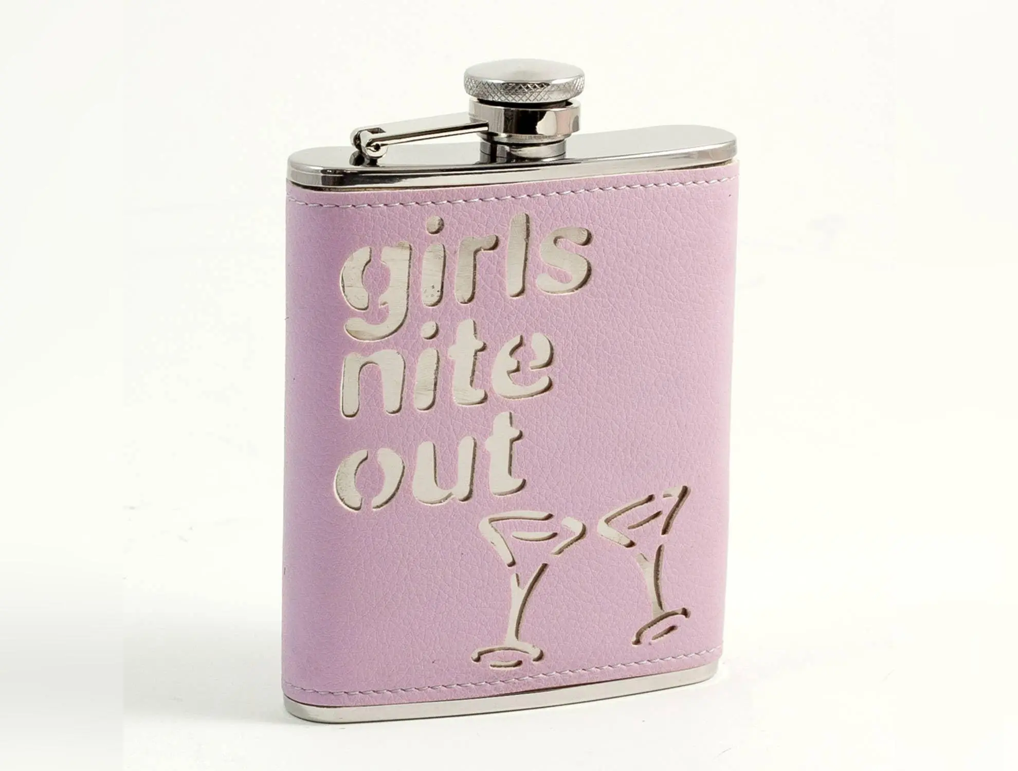 Stainless Steel Pink Leatherette Girls Nite Out Flask