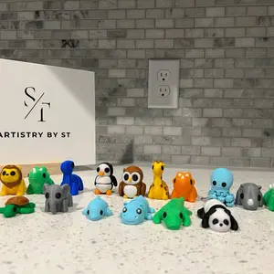 Tiny Animal Figurines | 3D Printed Articulated Animals | Desk Ornaments | Articulating Miniatures | Fidget Animals | Fidget Toys