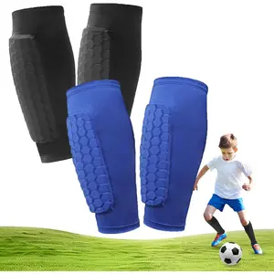 2 Pairs Soccer Shin Guards, Shin Guards Soccer Kids Youth Adult Calf Compression Sleeve with Honeycomb Pads Lightweight Calf Protective Gear for Football & Baseball Boxing MTB for Boys, Girls
