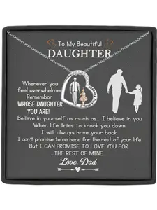 Daughter Forever Love Heart Pendant Necklace To My Daughter Necklace From Dad Birthday Graduation Christmas Gift Father Daughter Necklace