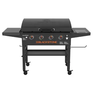 Outdoor Griddle, 4-Burner 36" Propane Flat Top Grill with Hood, Black Outdoor Griddle, 4-Burner 36" Propane Flat Top Grill with Hood, Black