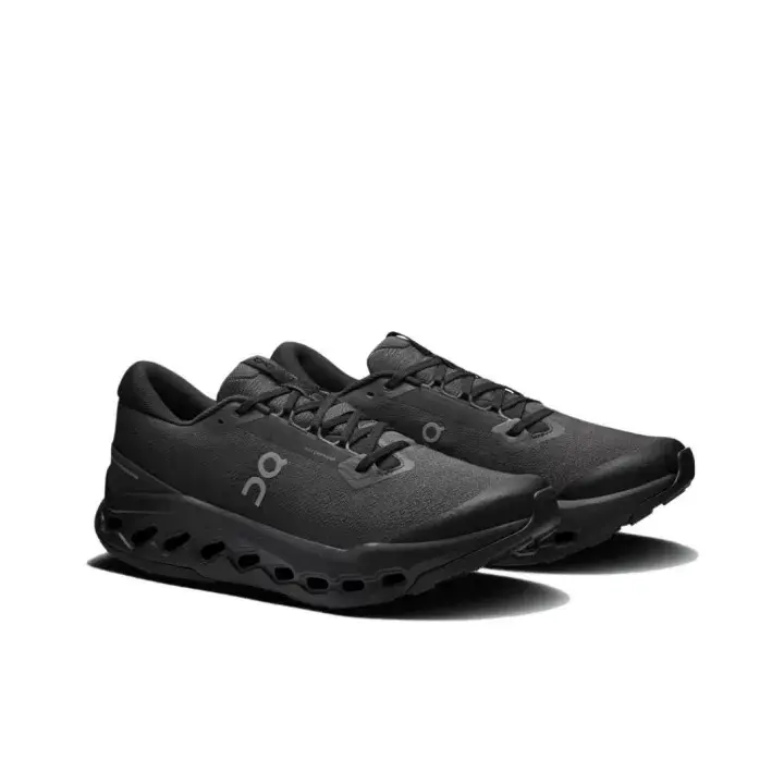 Matte All-black Breathable Mesh Sawtooth Hollow Multi-hole Thick Sole Soft Cushion Outdoor Hiking Commute Platform Jogging Sneakers