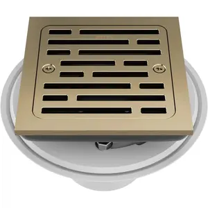 4 Inch Tile-in Champagne Bronze Shower Drain Fit for 2" PVC Pipe (Dia. 2-3/8 in) Removable SUS304 Stainless Steel Strainer Cover with Copper Layer, Champagne  DT062412-CZ Five Free Replacement