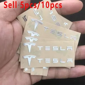 5/10pcs 3D Metal Car Stickers, Car Decals, Waterproof & Dirt-Proof Design, Compatible with Tesla Models & Spacex, Durable Car Accessory