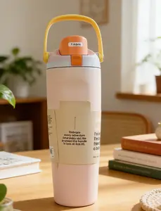 Owala 30oz Cute Insulated Water Bottle with Straw & Flip-Top Lid, BPA-Free Leakproof Stainless Steel Tumbler with Handle for School, Sports & On-the-Go Stainless steel insulated cup Keeps Drinks Cold 24H Drinkware Flasks Mug Bottled Portable