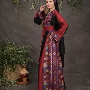 Princess thobe 3 p burgundy black three pieces built with a scarf thobe