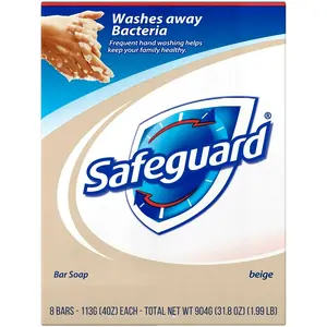 Safeguard Bar Soap, Beige – Washes Away Bacteria, 4oz Each, 8 Bars