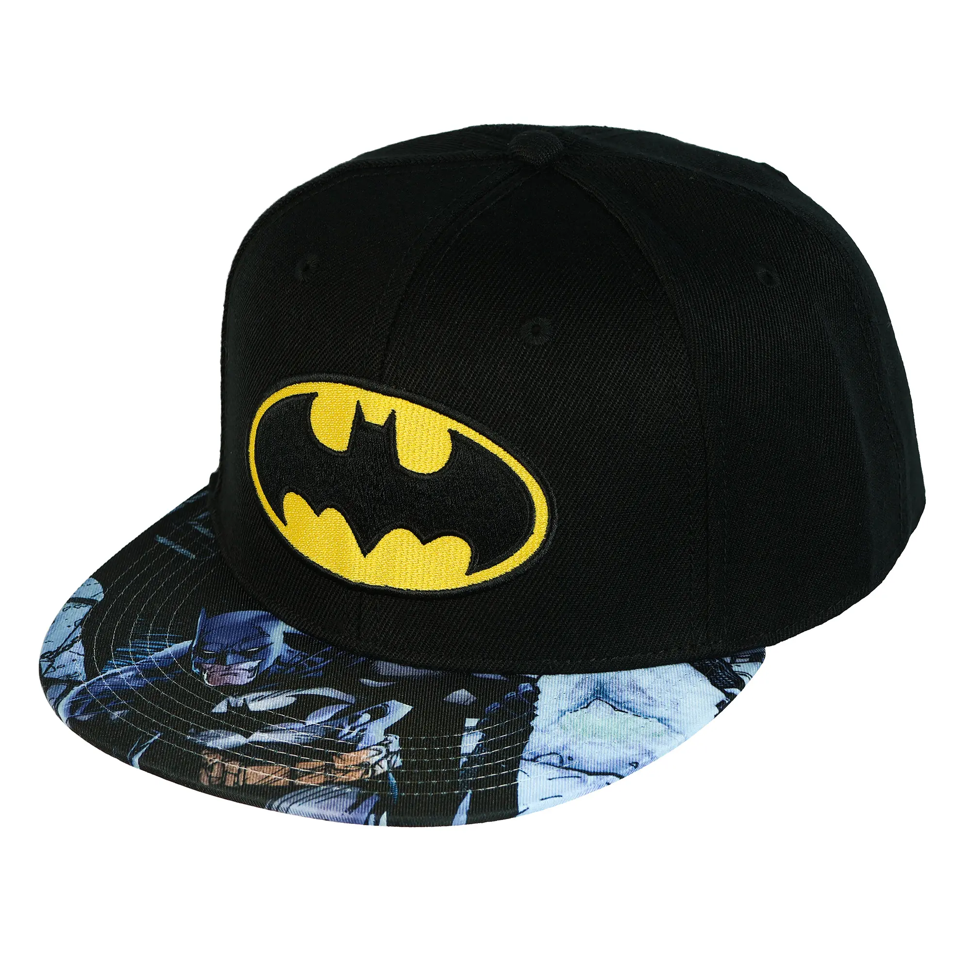 DC Comics Batman Hat Men's Embroidered Logo Flat Brim Snapback Cap OSFM
