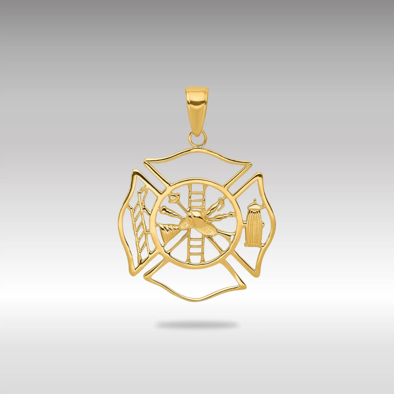 14K Gold Fireman Shield Pendant - Model C3108