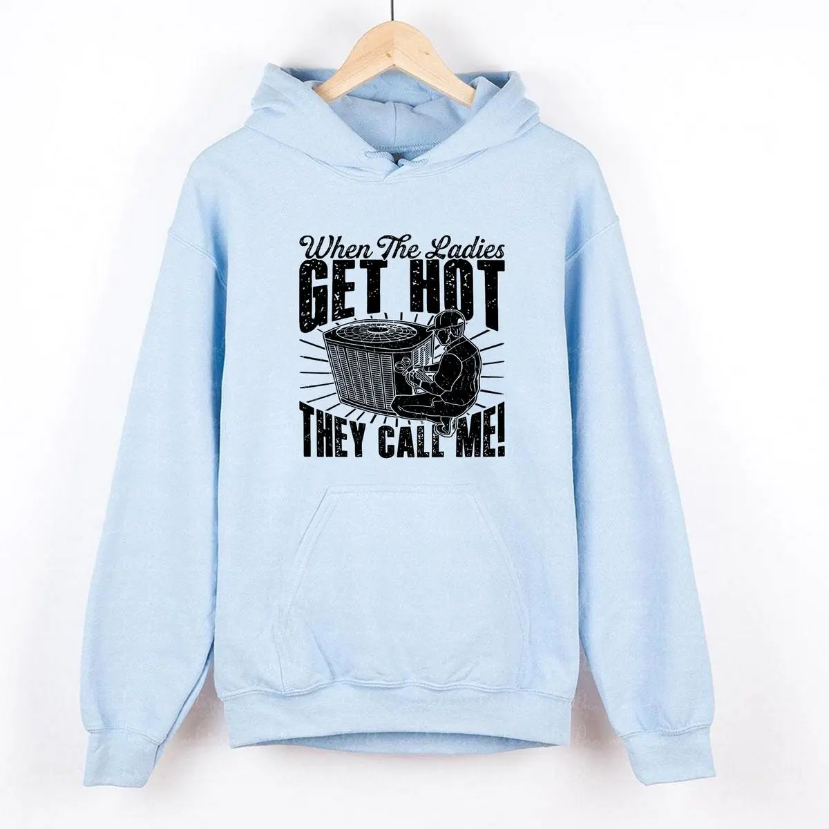 Women's Retro Print HVAC Tech Graphic Hoodie Sweatshirt, Ladies' Cotton Clothes - All Seasons, Casual, Crew Neck, Short Sleeve T-Shirt Option