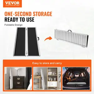 VEVOR Portable Wheelchair Ramp, TikTokShopBlackFriday, 5 ft 800 lbs Capacity, Non-Slip Aluminum Folding Threshold Ramp, Foldable Mobility Scooter Ramp Wheel Chair Ramp, Handicap Ramp for Home Steps, Stairs, Doorways, Curbs