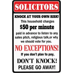 Humorous No Soliciting Signs for House Door Yard Solicitors Knock at Your Own Risk Wall Art Motivational Quote City Poster
