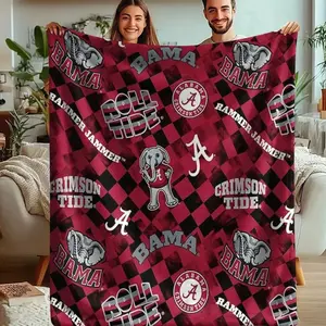 Alabama University Pattern Blanket, Warm Soft Micro Flannel Throw, Multi-Purpose Bedding, Dorm Room Decor, Gift for Family Friends, Soft Comfy Blanket, Flannel Blankets