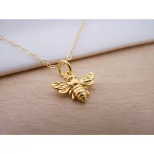 Bumblebee Charm Necklace - Honey Bee Minimalist Jewelry