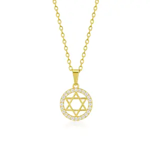 Disk Pave Star of David Necklace