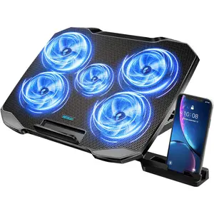 Laptop Cooling pad Laptop Cooler Stand Laptop Fan Cooling pad for 12-15.6 Inch Laptop Notebooks, 5 Quiet Fans,5 Angle Adjustable Laptop Cooling Stand (Black)