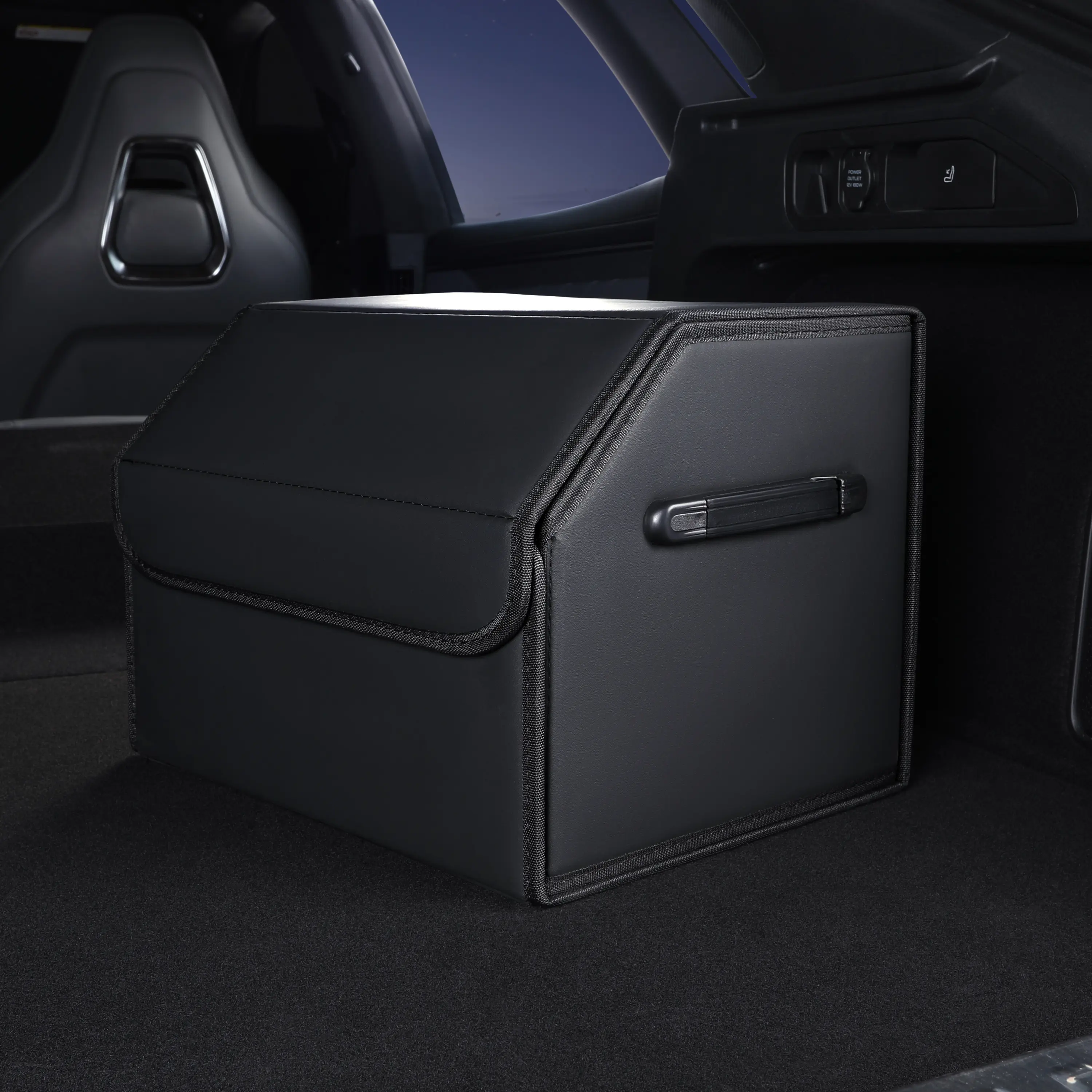 Car Trunk Organizer, Thickened PU Leather & MDF Fiberboard, 30L Large Collapsible Storage, Magnetic Secure Lid, Space Saving for SUV Sedan Truck Road Trip Daily Use, Car Interior Storage, Suv Trunk Organizers And Storage