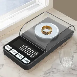 High Precision 0.001g Jewelry Electronic, 1 Set Mini Portable Gold Diamond Carat Milligram Weighing Jewelry Precious Metals Weigher, AAA Batteries Powered Laboratory Special Multi Function Scale with Tweezers and Weights (Battery Not Included)