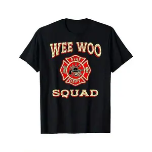 NewWEE WOO SQUAD Funny Firefighter Badge Marshal Fire Truck T-Shirt 180g(T)