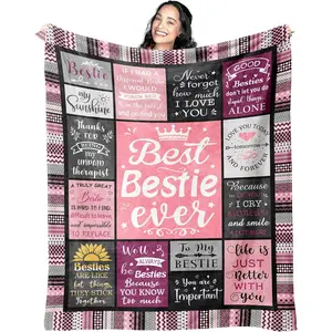 Bestie Birthday Gifts for Women Blanket 60"x50", Best Friend Birthday Gifts for Women, Best Friend Blanket, Christmas/BirthdayBlanket for Best Friend, Work Bestie Gifts, Printed on One Side with a Plain White Back, Halloween Thanksgiving Christmas Gift