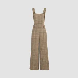 Cider [size 2-10] Houndstooth Square Neck Buckle Up Jumpsuit