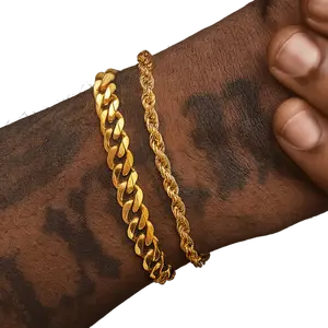 Gold Bracelets for Men Cuban Curb Chain Bracelet for Boys as Stocking Stuffers, Stainless Steel Gold Cuban Link Bracelet  as Men's Accessories Waterproof Gold Jewelry for Him Son Brother as Christmas Gifts