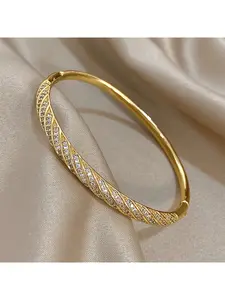 1 piece Fashionable Twist Knot Half-Circle Rhinestone Copper Bangle, Elegant and Versatile New Style for Spring and Summer, Couple Bracelet, Suitable for Daily Wear and Parties. Ideal Gift Bracelet for Mother's Day, Thanksgiving, Graduation Season and Bir
