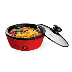 Elite Cuisine 8.5" Red Round Personal Skillet with Glass Lid