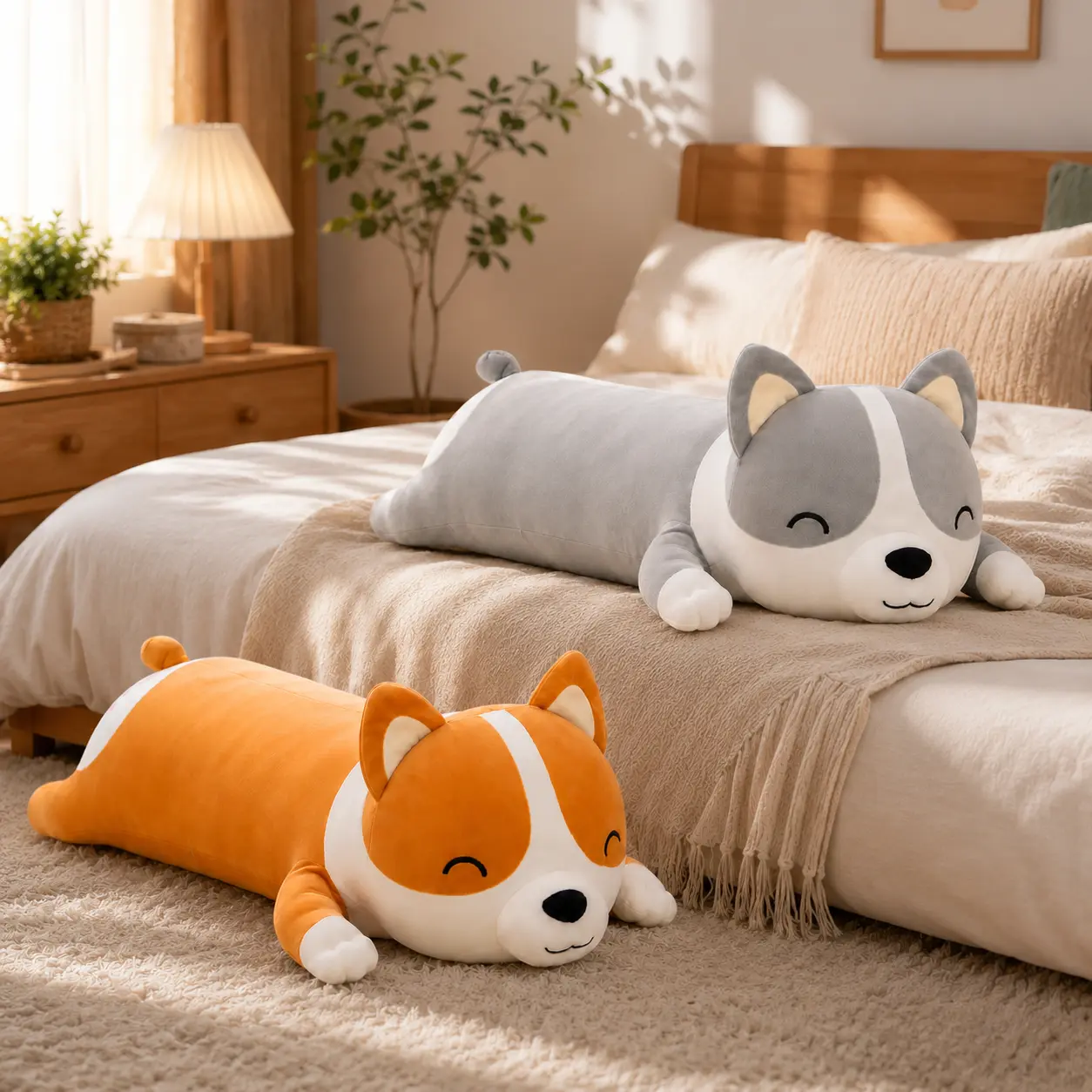 CHUBBYJOY Squishy Long Shiba Inu Plush Body Pillow, 23"31"39"47" Kawaii Stuffed Animal Dog Doll, Lovely Plush Gift, Cute Girly Gifts, Soft Stuffed Fluffy Dog Plush Toy, Birthday Holiday Gift  for Boys Dog Lovers