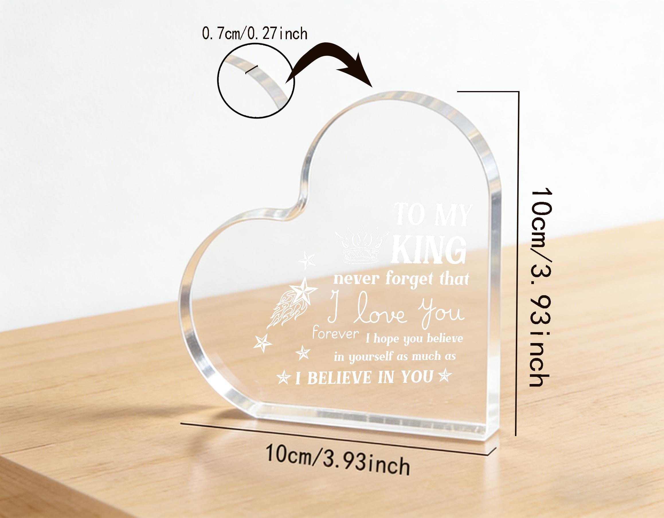 Heart Shaped Acrylic Plaque for Him, To My King I Love You Engraved Acrylic Decor, Anniversary Valentine's Day Gifts for Boyfriend Husband, Romantic Birthday Gifts for Men, Home Office Desk Decor Heart Shaped Acrylic Plaque for Him, To My King I Love You Engraved Acrylic Decor, Anniversary Valentine's Day Gifts for Boyfriend Husband, Romantic Birthday Gifts for Men, Home Office Desk Decor