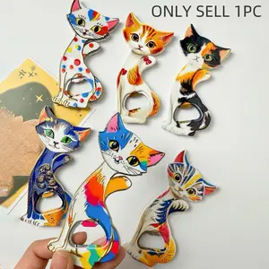 Large Sexy Cat Refrigerator Magnet Bottle Opener, Vintage Bohemian Embossed Decoration, Cute Cat Fridge Magnet for Kitchen Bar Party Gift