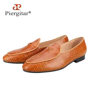 Italy Toscana Imported Crocodile Pattern Calfskin Slip-On Loafers Handmade Men's Moccasin For Fashion Party And Prom