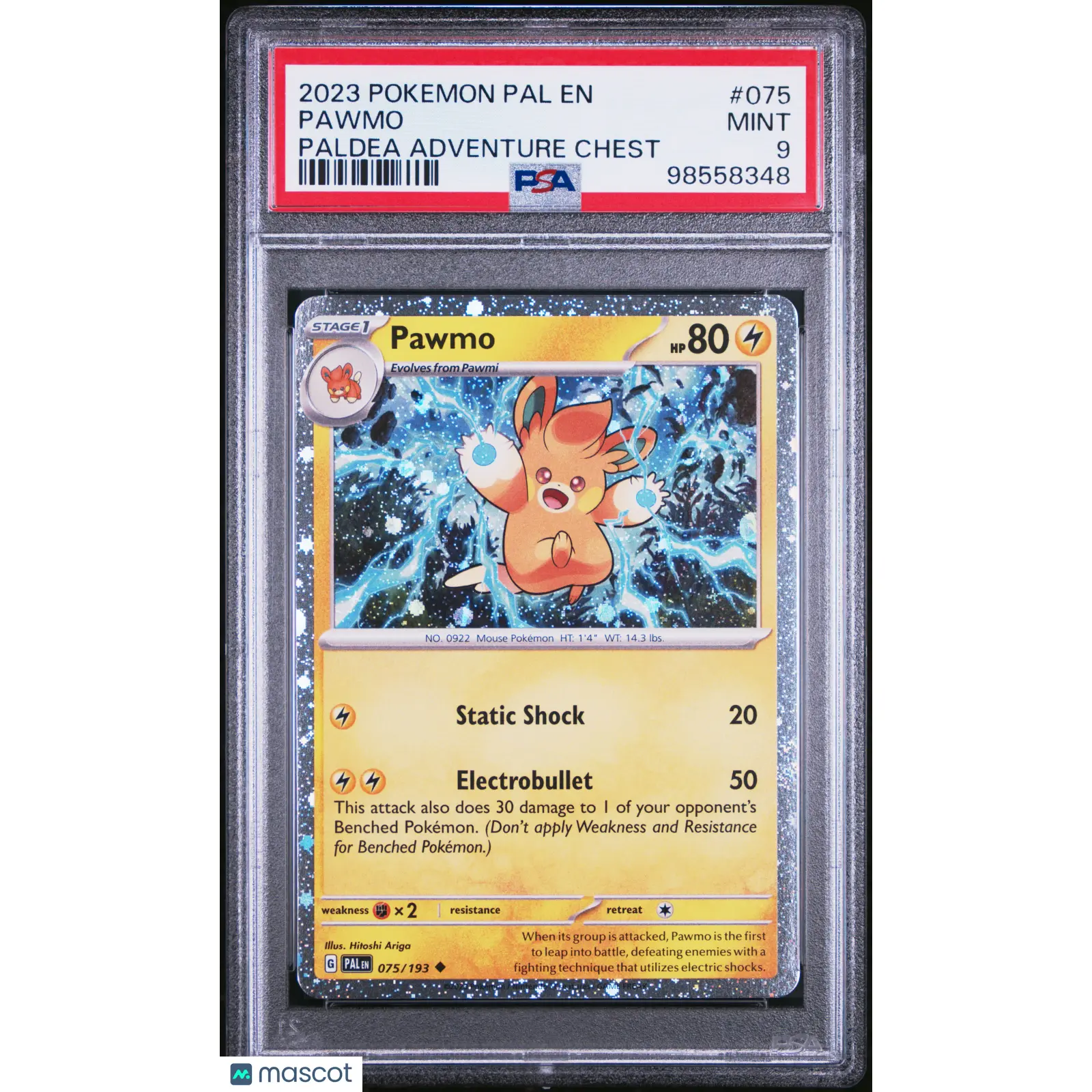 2023 Pokemon SV Paldea Evolved Paldea Adventure Chest Pawmo #075 PSA 9 MINT