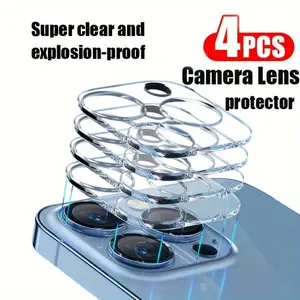 4pcs Ultra HD Camera Lens Protector for iPhone 17 Pro/17 Pro Max/17 Air/16e/17/16/15/14/13/12/11/Pro/Pro Max/Plus/Mini,9H Hardness,Complete Lens Coverage,Resistance to Scratches And Impacts,Easy to install