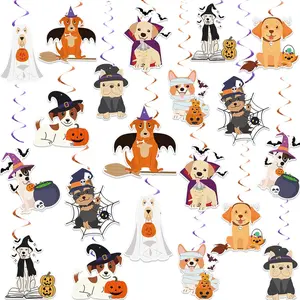 Halloween  Party Decorations  Ghost Hanging Swirl Ceiling Decor for Halloween Pet Party, Puppy Ghost Hanging Decoration for Indoor  Room Supplies