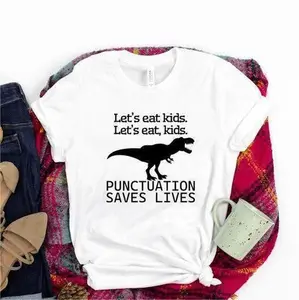Funny Grammar Shirt, Punctuation Shirt, Gift for Teachers English Teacher Shirt, Punctuation Saves Lives, Commas Save, Let's Eat Kids Tee