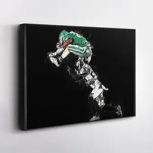 Saquon Barkley Reverse Hurdle Poster - Philadelphia Eagles Football Wall Art, Iconic Play Decor, Watercolor Style Print [UNFRAMED - PRINT ONLY]