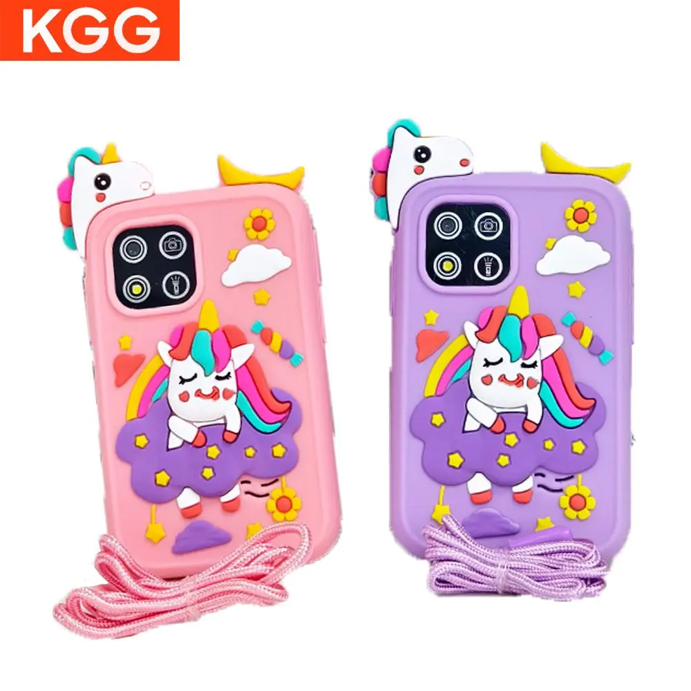 KGG Student Phone, Cute Cartoon Portable Phone for Girls, Educational Toys, Musical Toy, Unicorn/Dinosaur Design Mobile Selfie Camera MP3 Player Toys