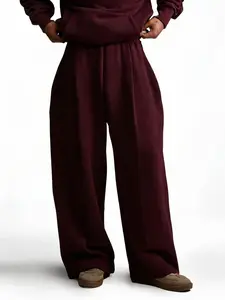 Y33 Designer Pleated Organic Sweatpants — 520GSM, Baggy Oversized, Maroon