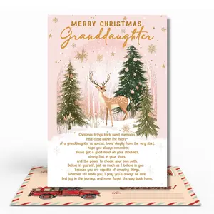 Christmas Card for Granddaughter, Heartfelt Granddaughter Christmas Card with Festive Design, Premium Envelope, Merry Xmas Greeting Cards Keepsake for Granddaughters, Holiday Cards Gift