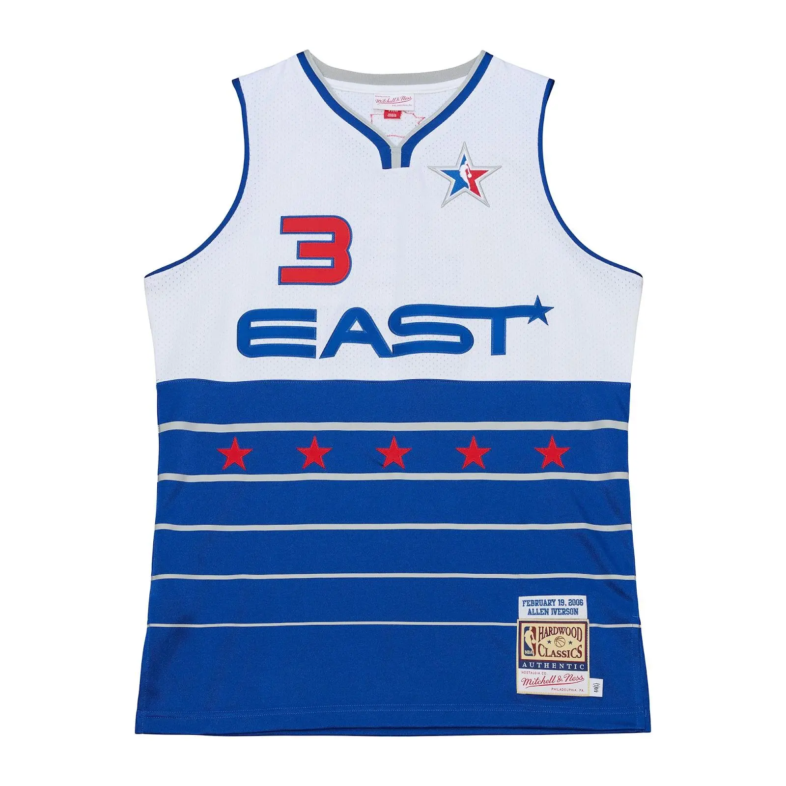 Allen Iverson 2006 NBA All-Star Game White/Blue Authentic Jersey Throwback Basketball Hardwood Classics Fan Gear Mitchell & Ness