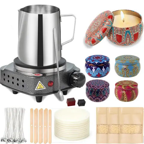 75 PCS Stainsteel Candle Making Kit with Wax Melter, 350ml Candle Making Kit for Adults Kids - DIY Starter Soy Candle Making Kit Supplies Perfect at Home Decoration,Arts & Crafts, Art Supplies for Artist Beginner Kid