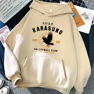 Japanese anime Haikyuu hooded sweatshirt Karasuno Fly High graphic streetwear winter popular warm men's sweatshirt OM9