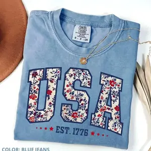 Comfort Colors 4th Of July T-shirt, Usa Tshirt, Fourth Of July Apparel T-shirt, American Flag Crewneck, Comfort Colors Graphic Tee, Casual Outfit, Vintage Wash Shirt, Oversized Women’s Outfit, Apr 8