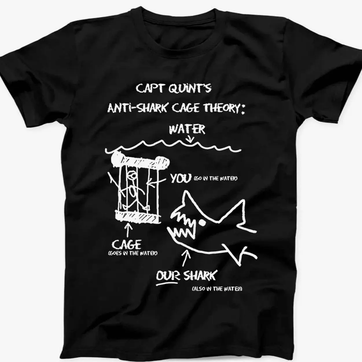 Jaws Paws Capt Quints Anti Shark Cage Theory Water Gift Tee  T Shirt 123 H
