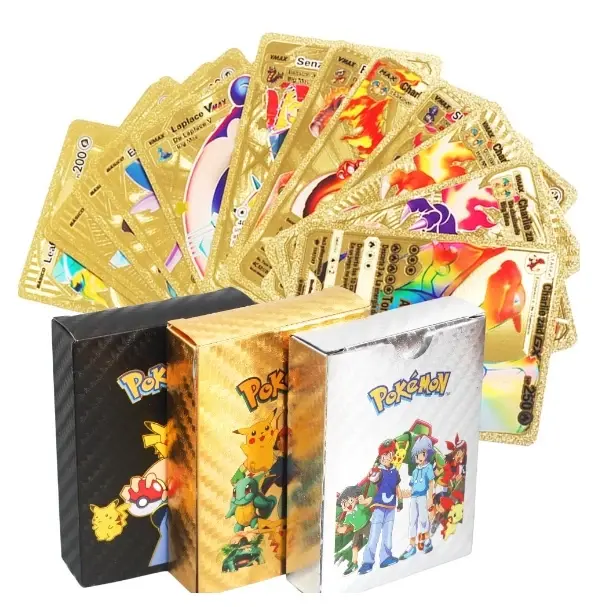 55PCS Gold Foil VMAX Game Card Set, Collectible Trading Deck Box