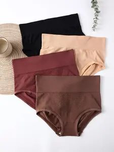 Women's Solid Color Seamless Panty, Breathable Comfortable Antibacterial Panty for Postpartum & Daily Wear, Women's Underwear for All Seasons, Soft Breathable Underwear