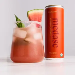 MEDASE COCKTAILS Margarita "Hello Sunshine" Non-Alcoholic Mocktail 12oz 4 Pack Authentic Cocktail Taste Healthy Organic Alcohol-Free Drink Low Calorie Gluten Free Vegan GMO Free Natural Sweet Tequila Flavor