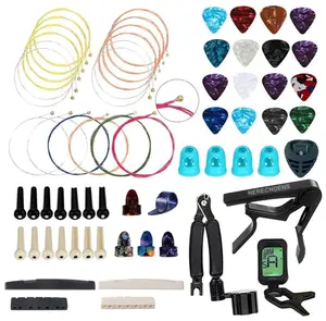 66PCS Guitar Accessories Kit, Acoustic Guitar Changing Tool, Including Acoustic Strings, Guitar Picks, Capo, String Winder&Cutter, Tuner, Guitar Bones,for Guitar Players and Guitar Beginners